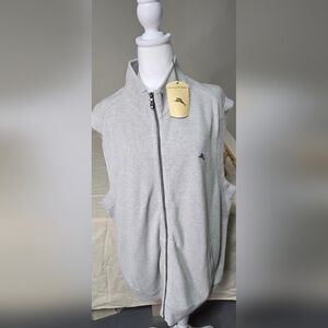 New Tommy Bahama Mens Xl Gray Zip-Up Vest